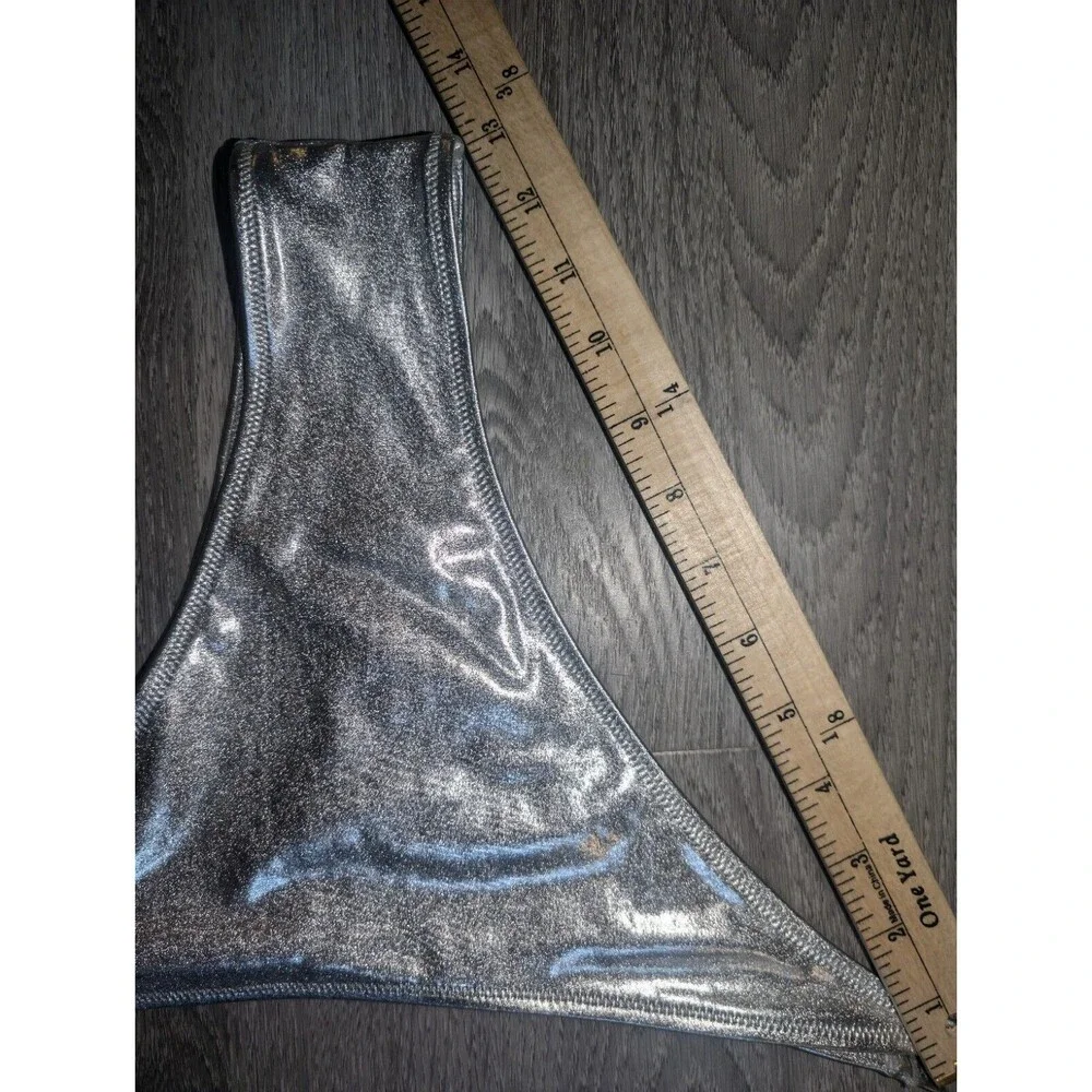 NWT SKIMS Metallic Swim Skimpy Triangle Bottom Side Tie Swimwear Nickle Size 4X